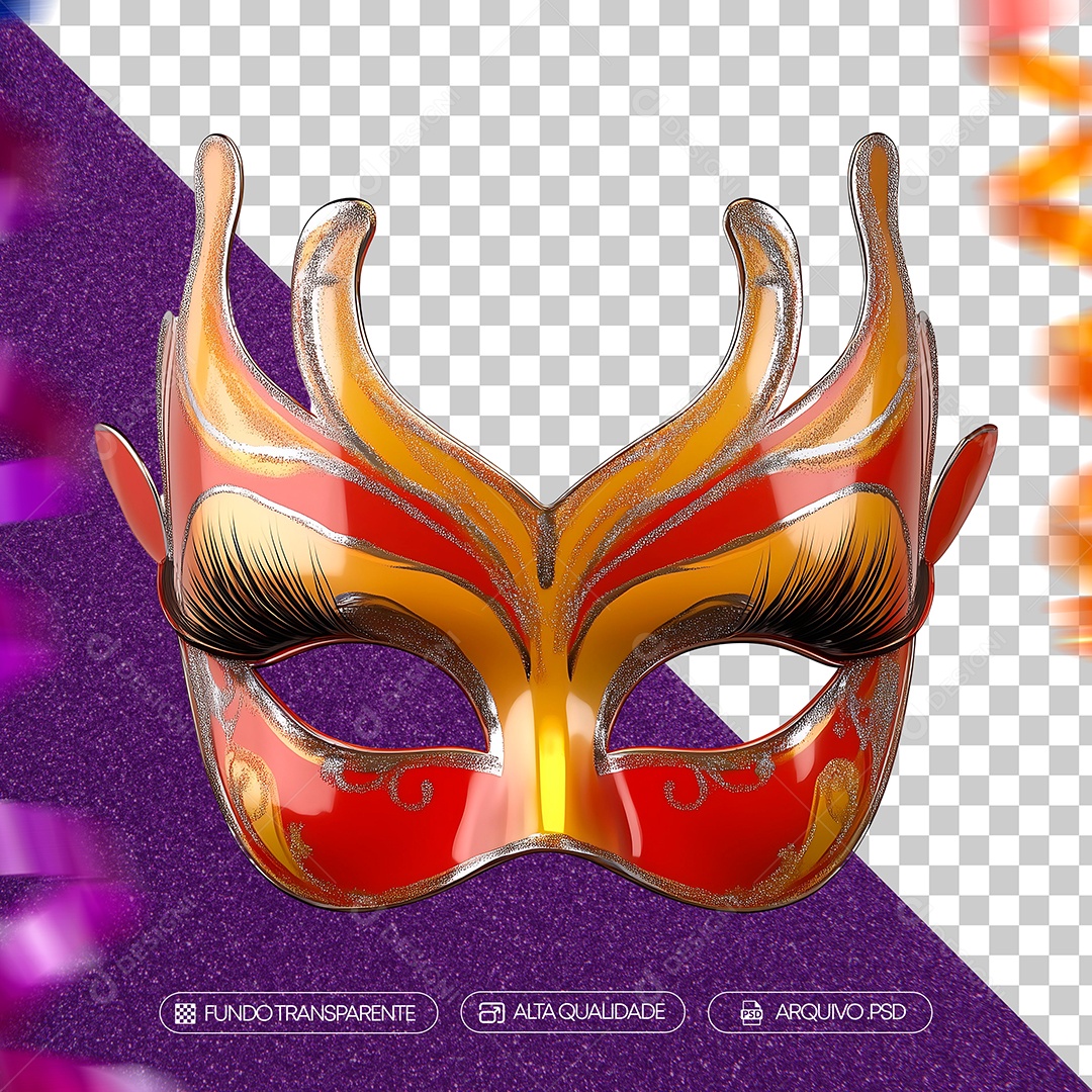 Máscara de Carnaval Realista Para Composição PSD