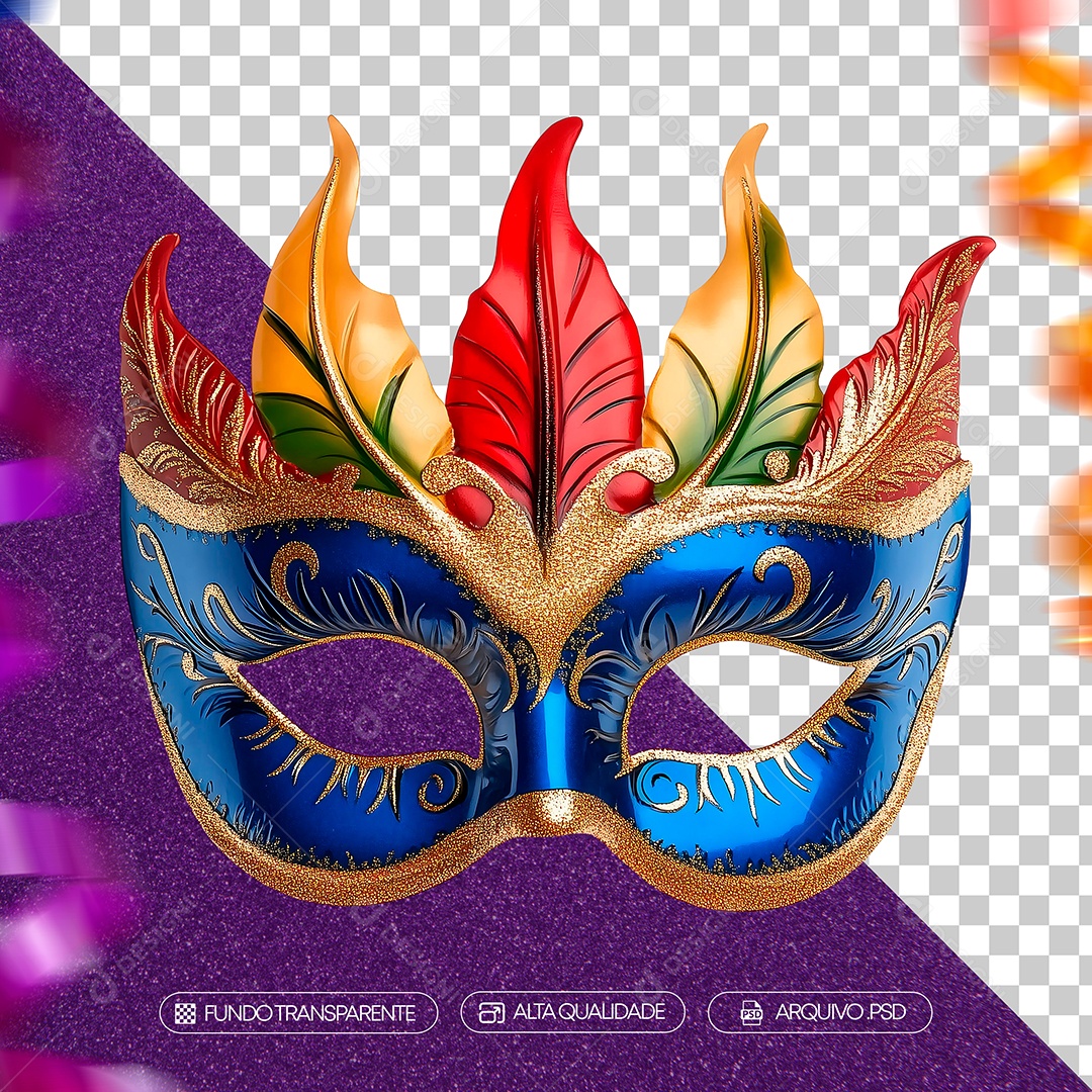 Máscara de Carnaval Realista Para Composição PSD
