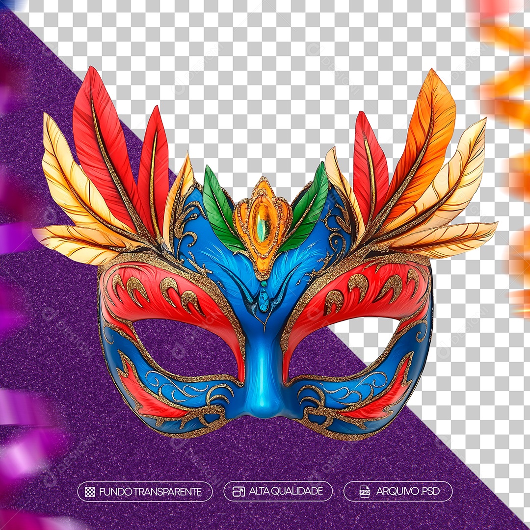 Máscara de Carnaval Realista Para Composição PSD