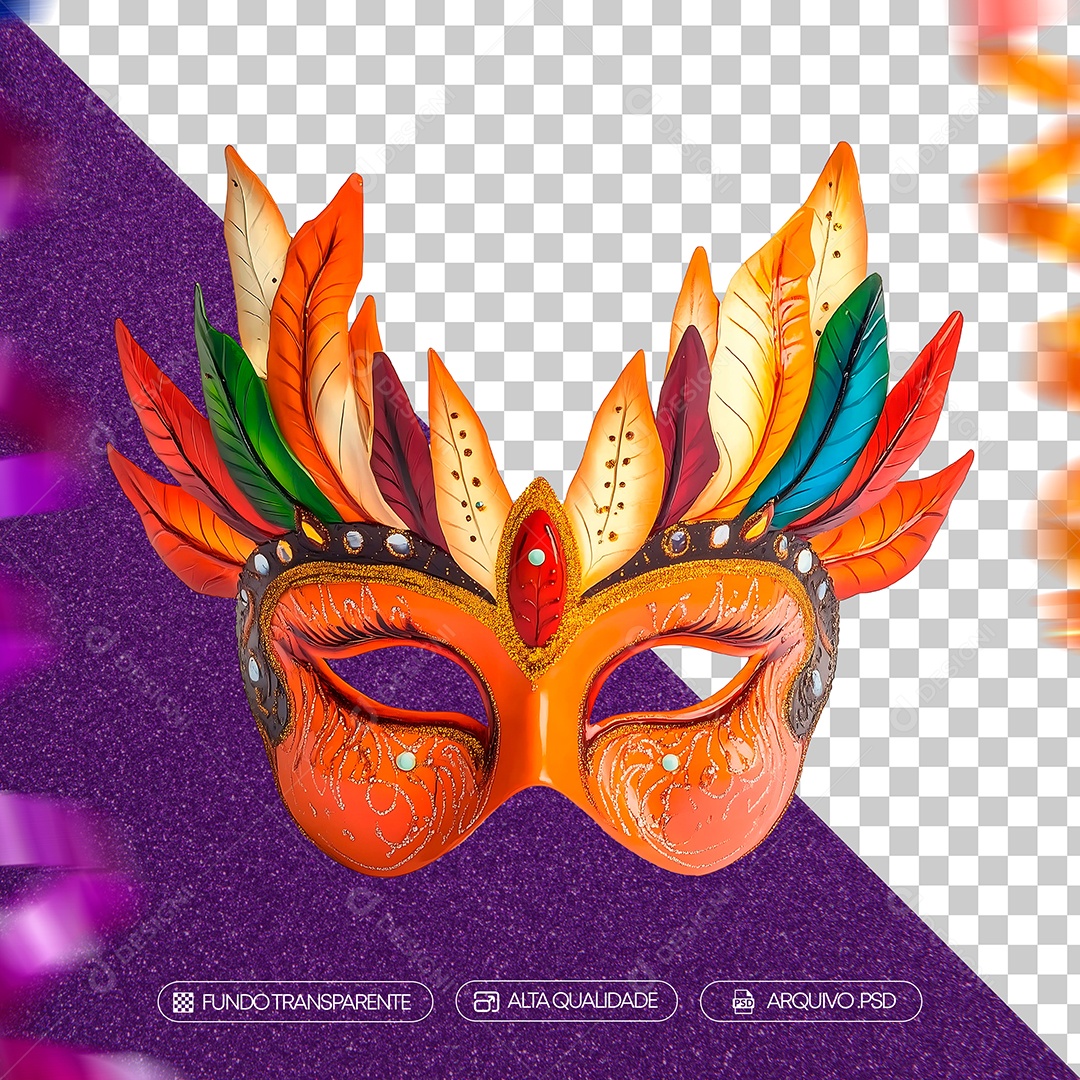 Máscara de Carnaval Realista Para Composição PSD