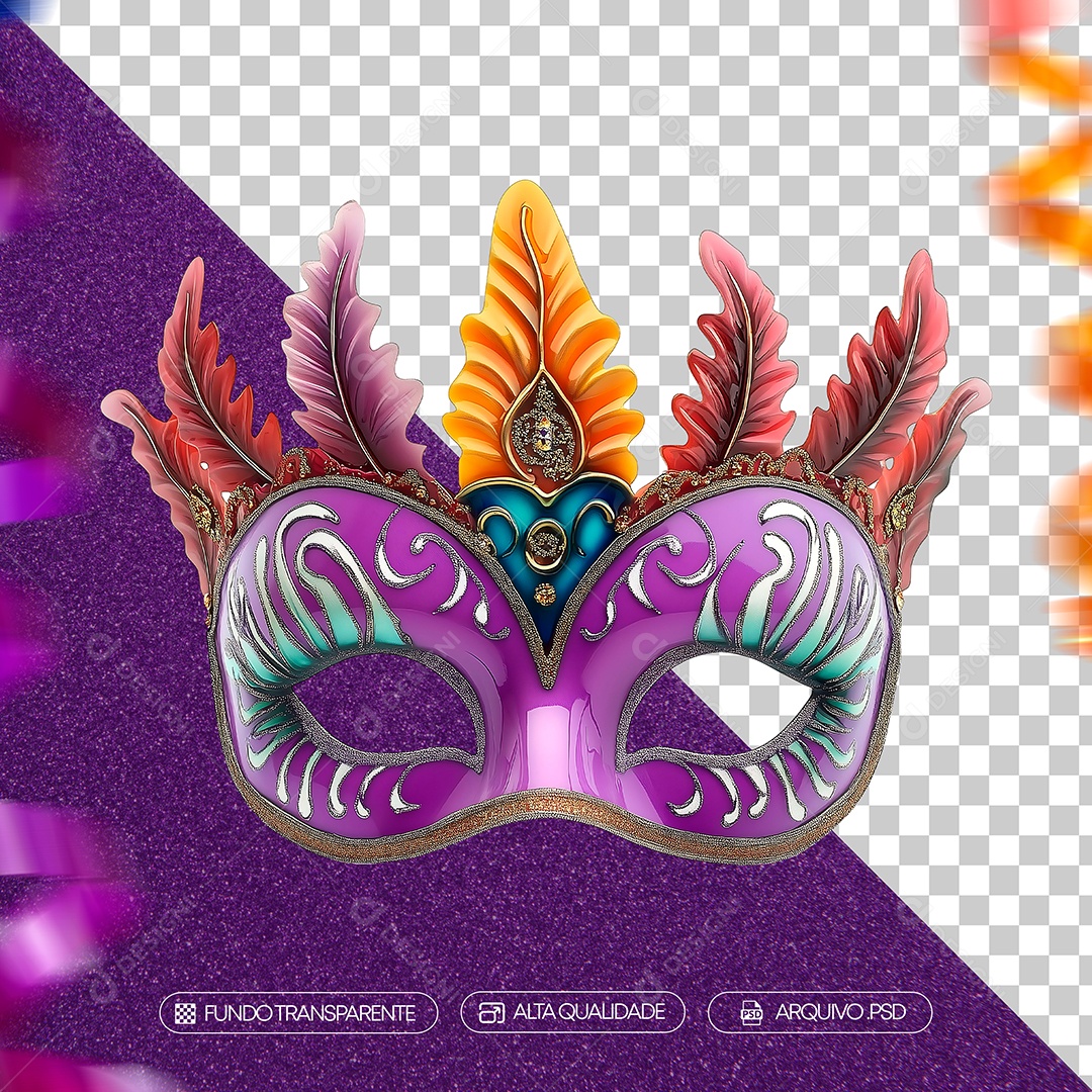 Máscara de Carnaval Realista Para Composição PSD