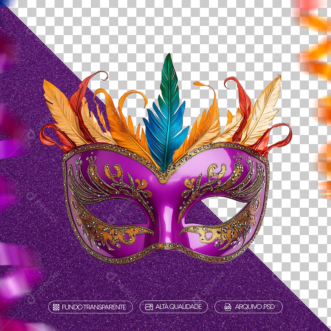 Máscara de Carnaval Realista Para Composição PSD