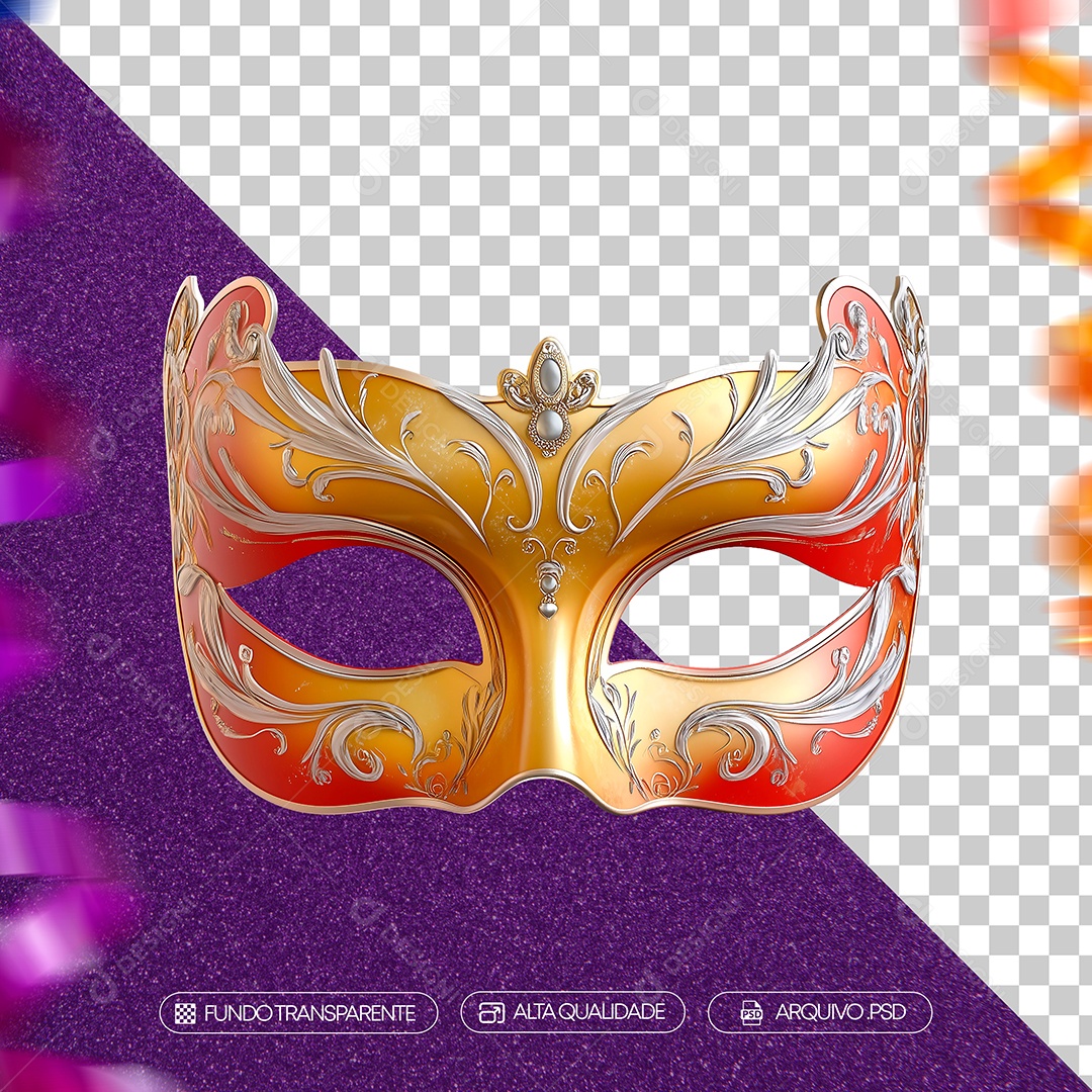 Máscara de Carnaval Realista Para Composição PSD