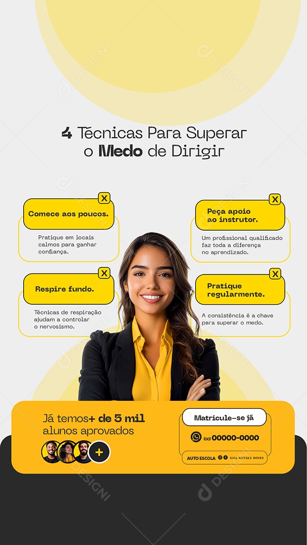 Story Auto Escola Tecnas Para Supera o Medo Social Media PSD Editável
