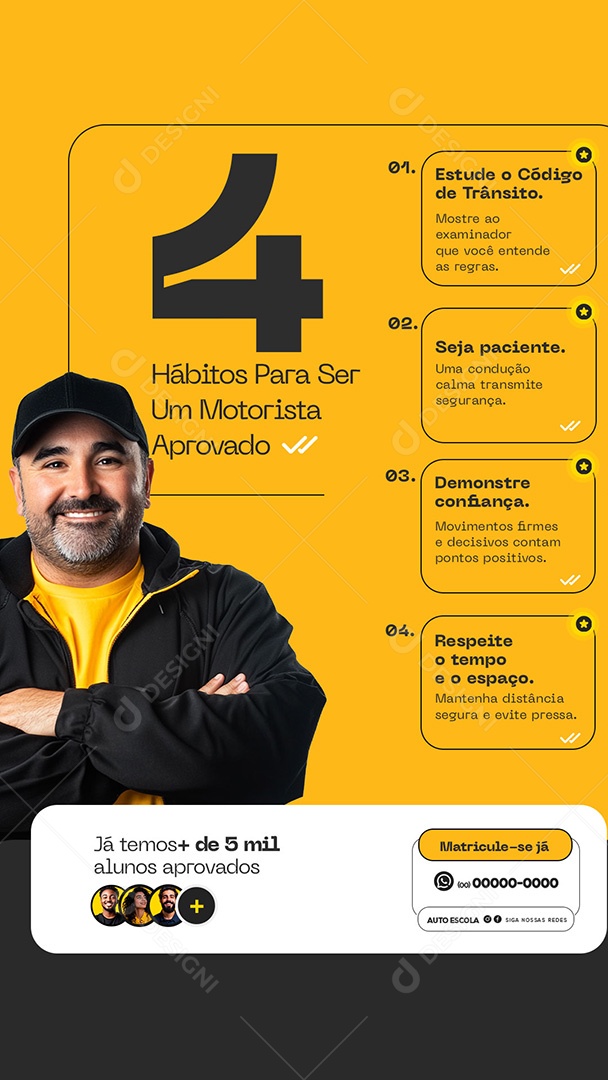 Story Auto Escola Hábitos Para Ser um Motorista Aprovado Social Media PSD Editável