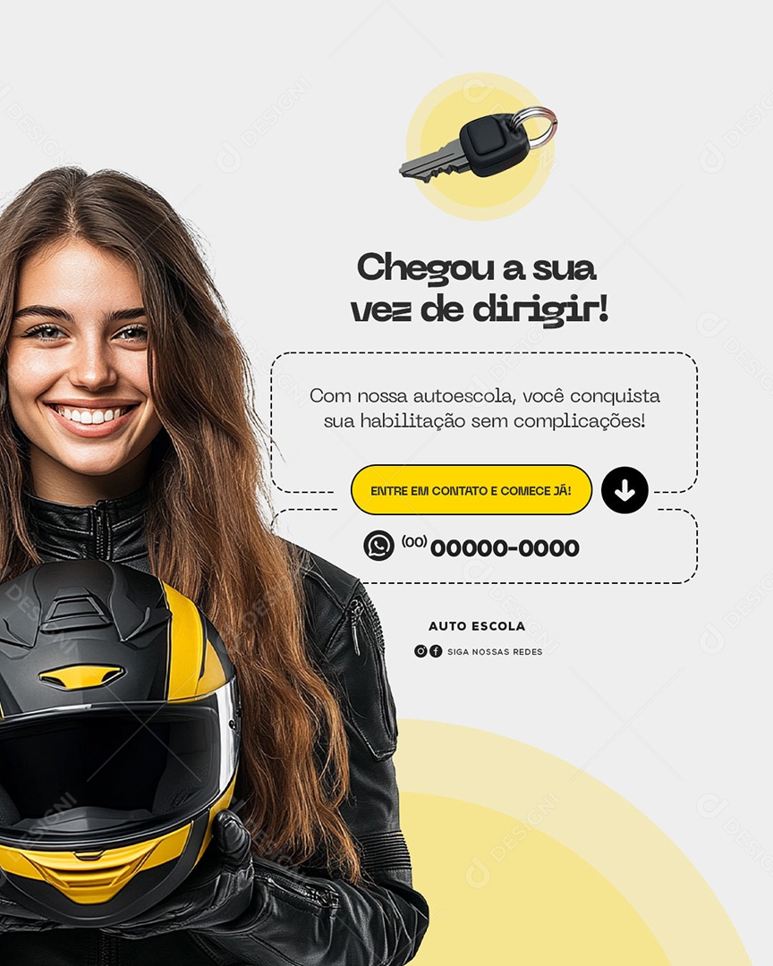 Auto Escola Dicas Chegou Sua Vez de Dirigir Social Media PSD Editável