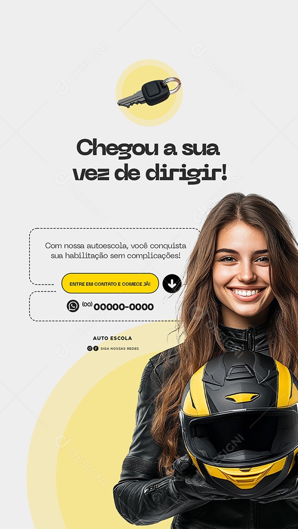 Story Auto Escola Dicas Chegou Sua Vez de Dirigir Social Media PSD Editável
