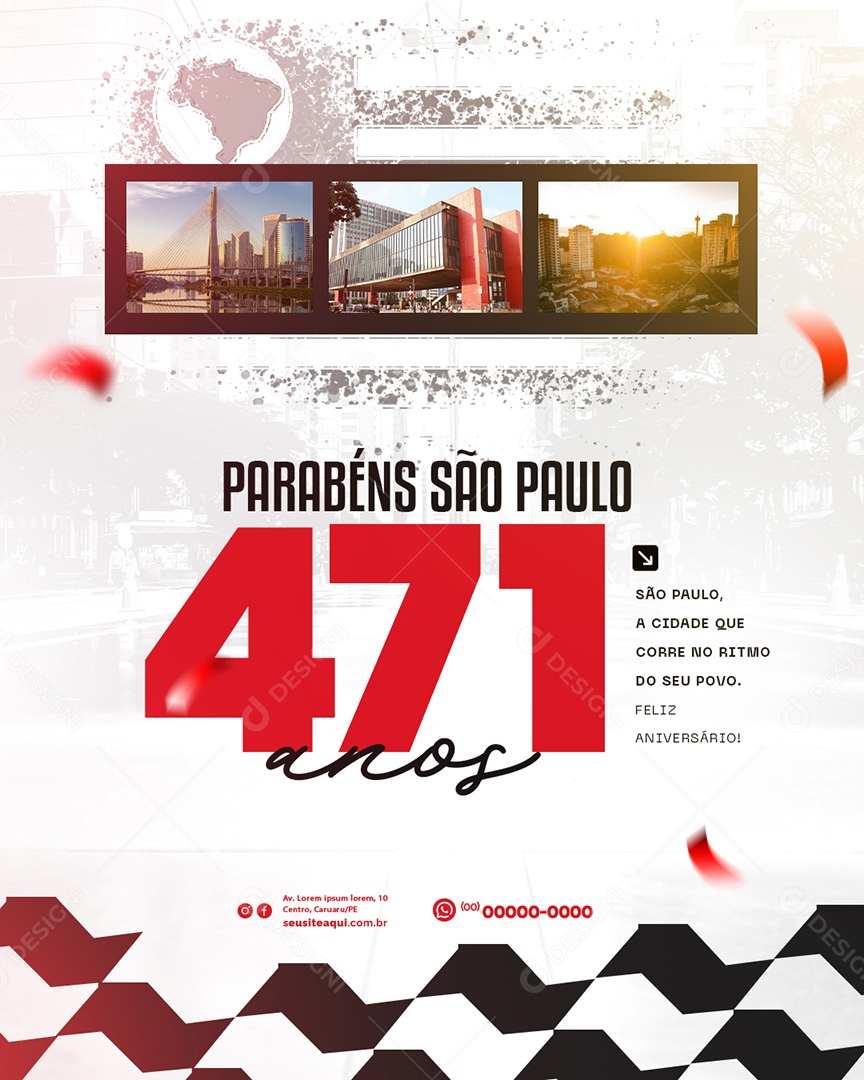 Aniversário de São Paulo 25 de Janeiro 471 Anos Social Media PSD Editável