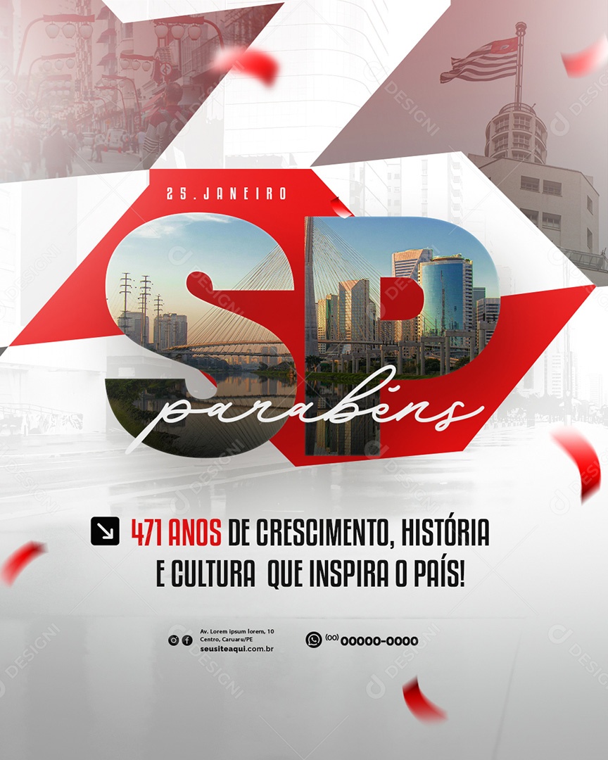 Aniversário de São Paulo 25 de Janeiro 471 Anos Social Media PSD Editável