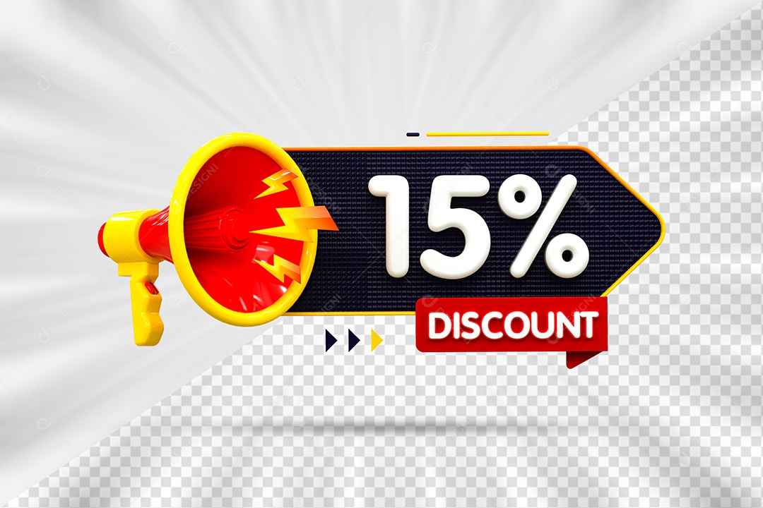 Tag de 15% Desconto Elemento 3D para Composição PSD