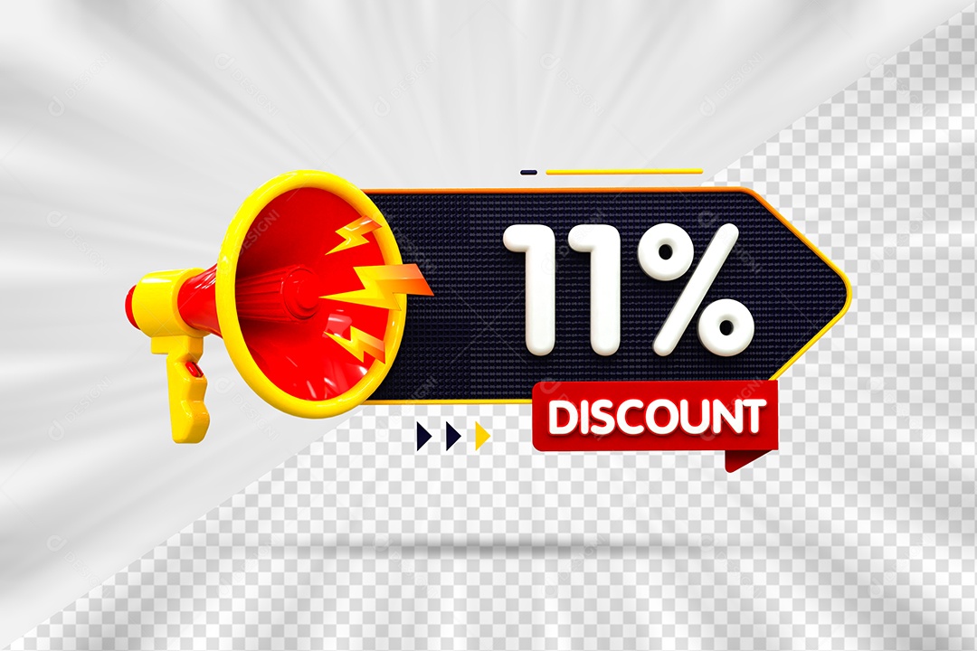 Tag de 11% Desconto Elemento 3D para Composição PSD
