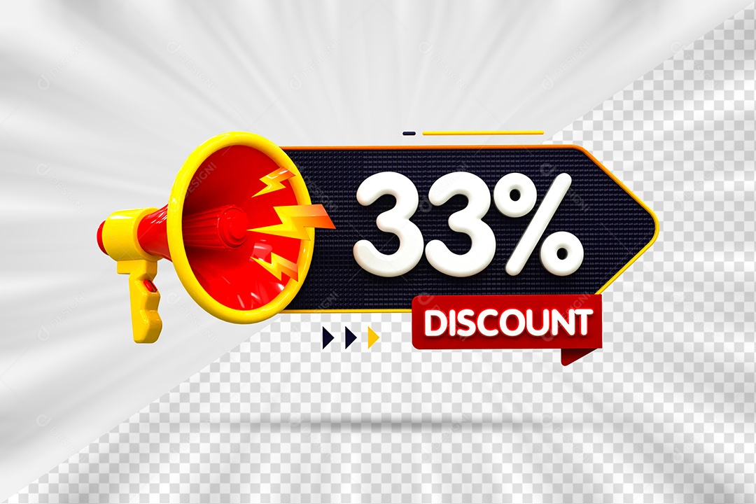 Tag de 33% Desconto Elemento 3D para Composição PSD