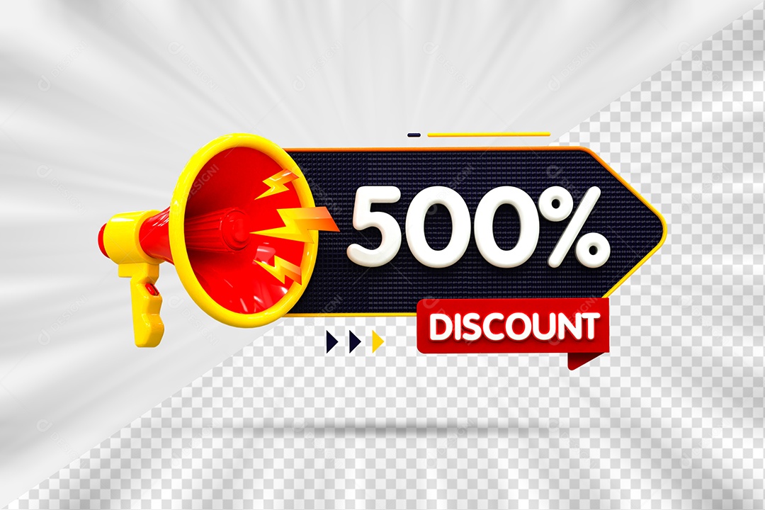 Tag de Desconto 500% Off Elemento 3D para Composição PSD