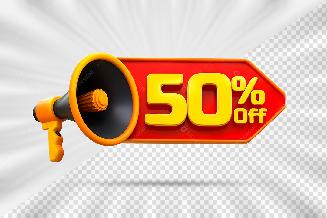 Discount Tag 50% Off 3D Element for PSD Composition