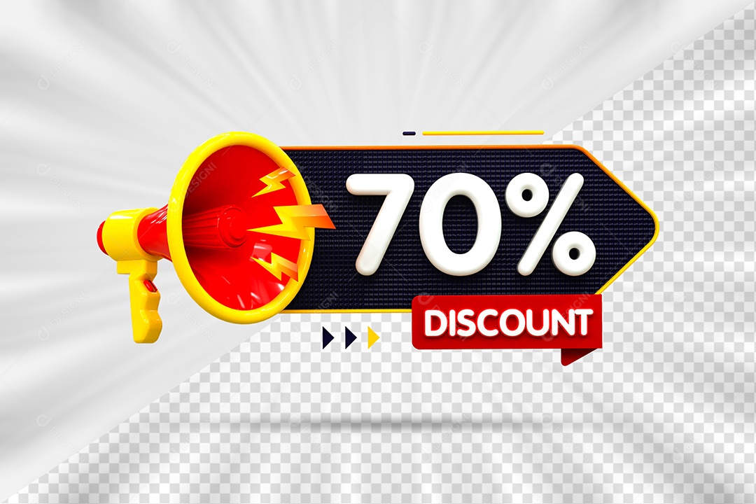 Tag de 70% Desconto Elemento 3D para Composição PSD