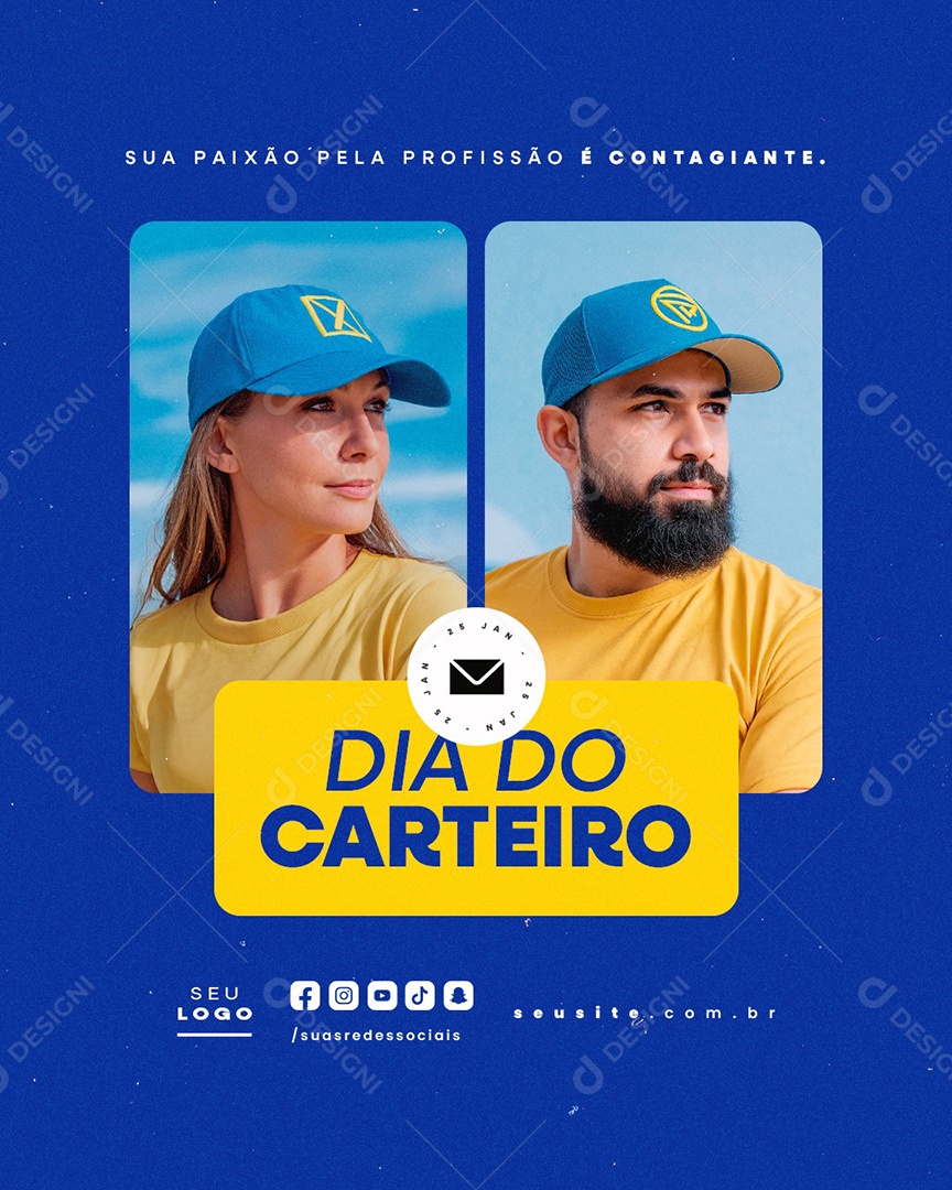 Dia do Carteiro 25 de Janeiro Social Media PSD Editável