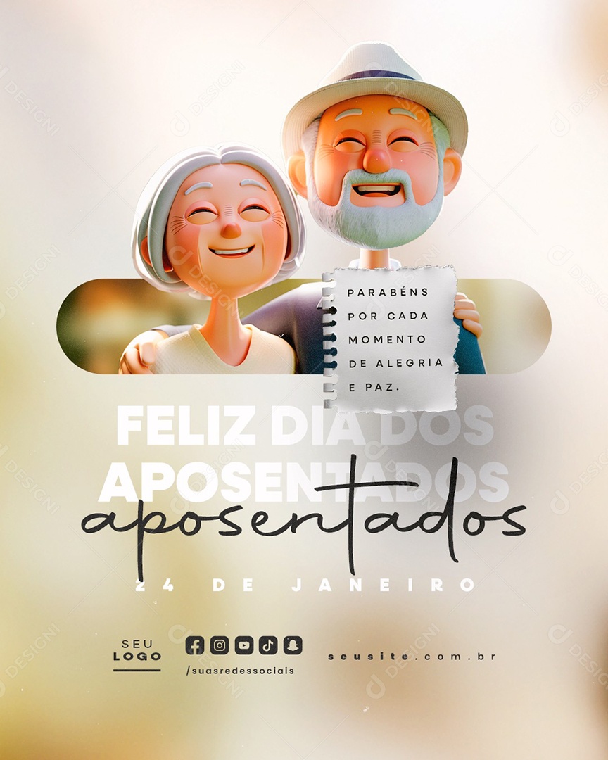 Feliz Dia dos Aposentado 24 de Janeiro Social Media PSD Editável