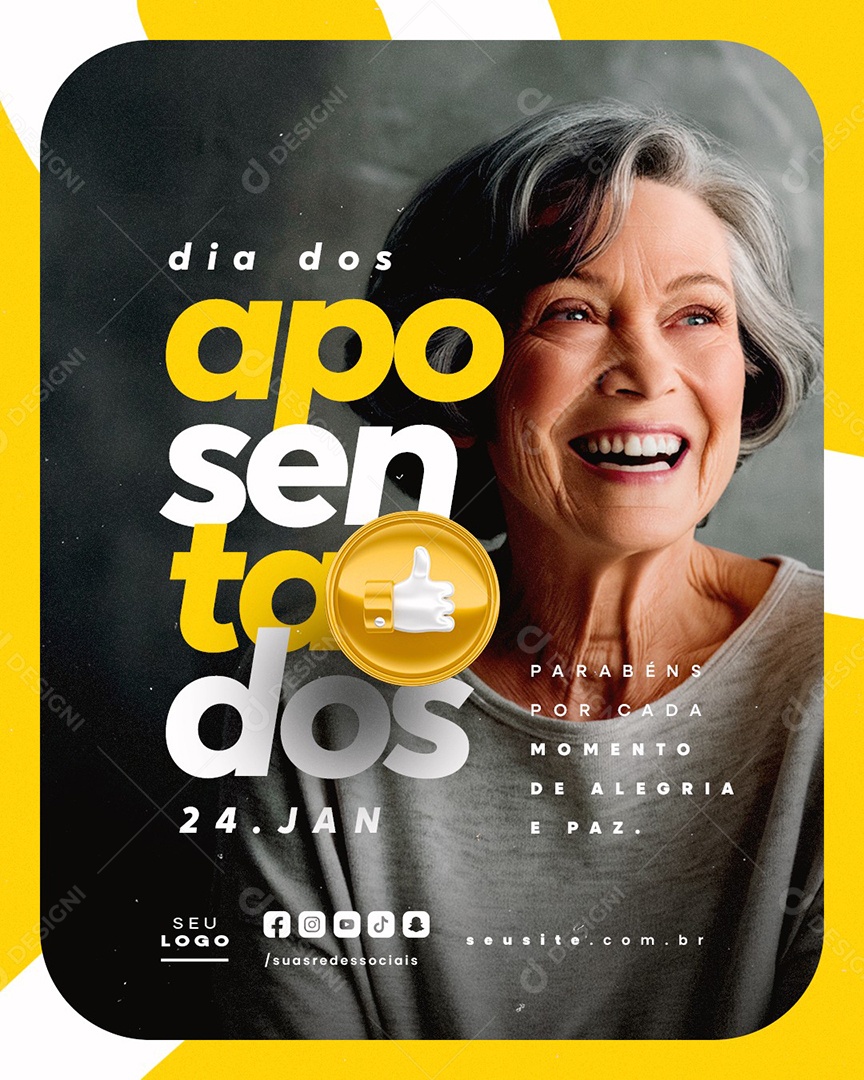 Dia dos Aposentado 24 de Janeiro Parabéns Social Media PSD Editável