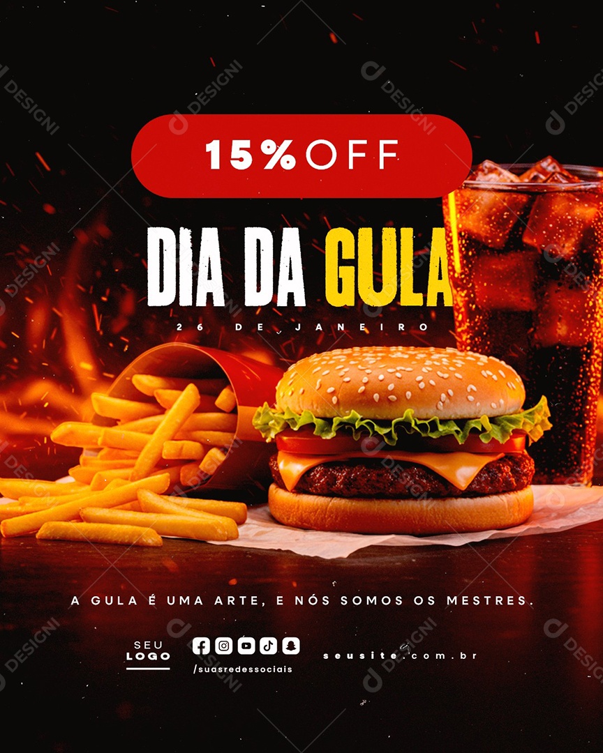 Social Media Dia da Gula 26 de Janeiro PSD Editável