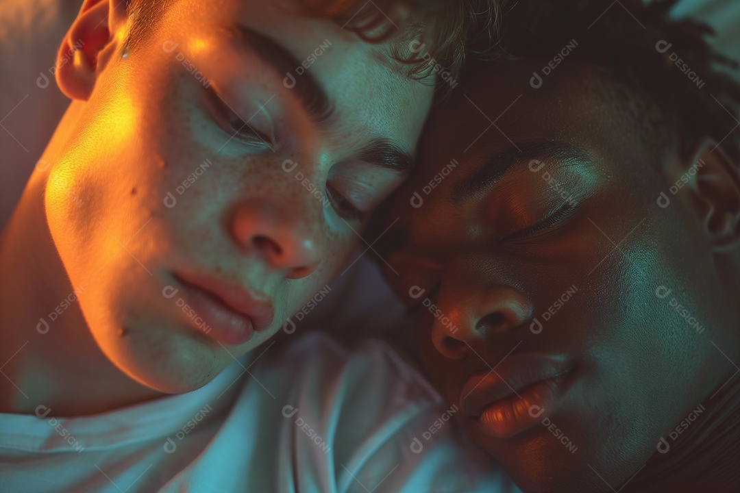 Casal gay apaixonado por seus rostos juntos retrato aproximado de um casal homossexual