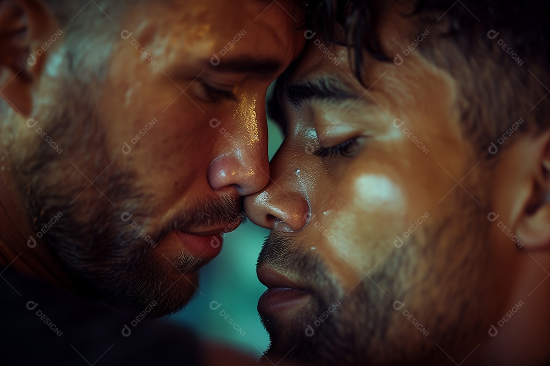 Casal gay apaixonado por rostos juntos