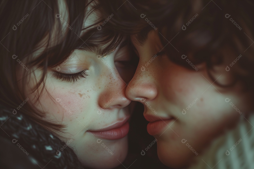 Casal gay apaixonado por rostos juntos