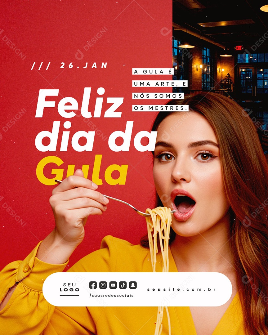 Feliz Dia da Gula 26 de Janeiro Social Media PSD Editável