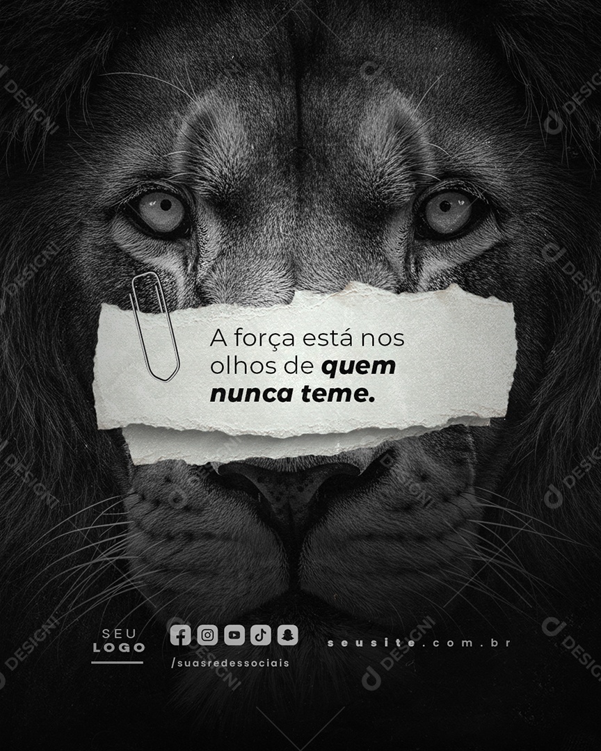 Frase Motivacional A Força Está nos Olhos de Quem Nunca Teme Social Media PSD Editável