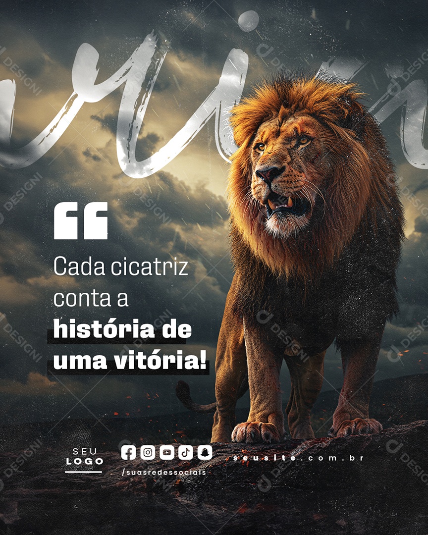 Frase Motivacional Cada Cicatriz Conta a História de Uma Vitória Social Media PSD Editável