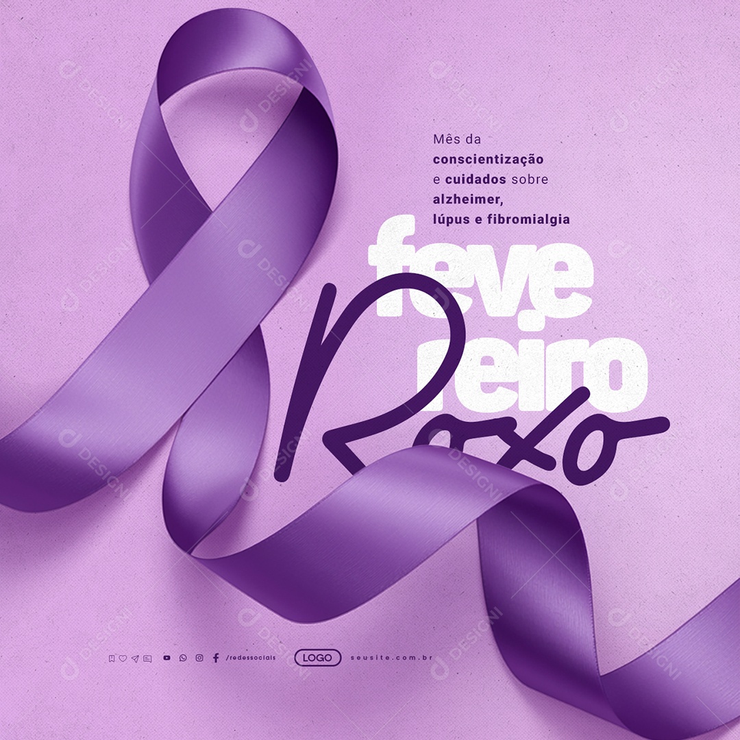 Fevereiro Roxo Mês da Conscientização e Cuidados Social Media PSD Editável