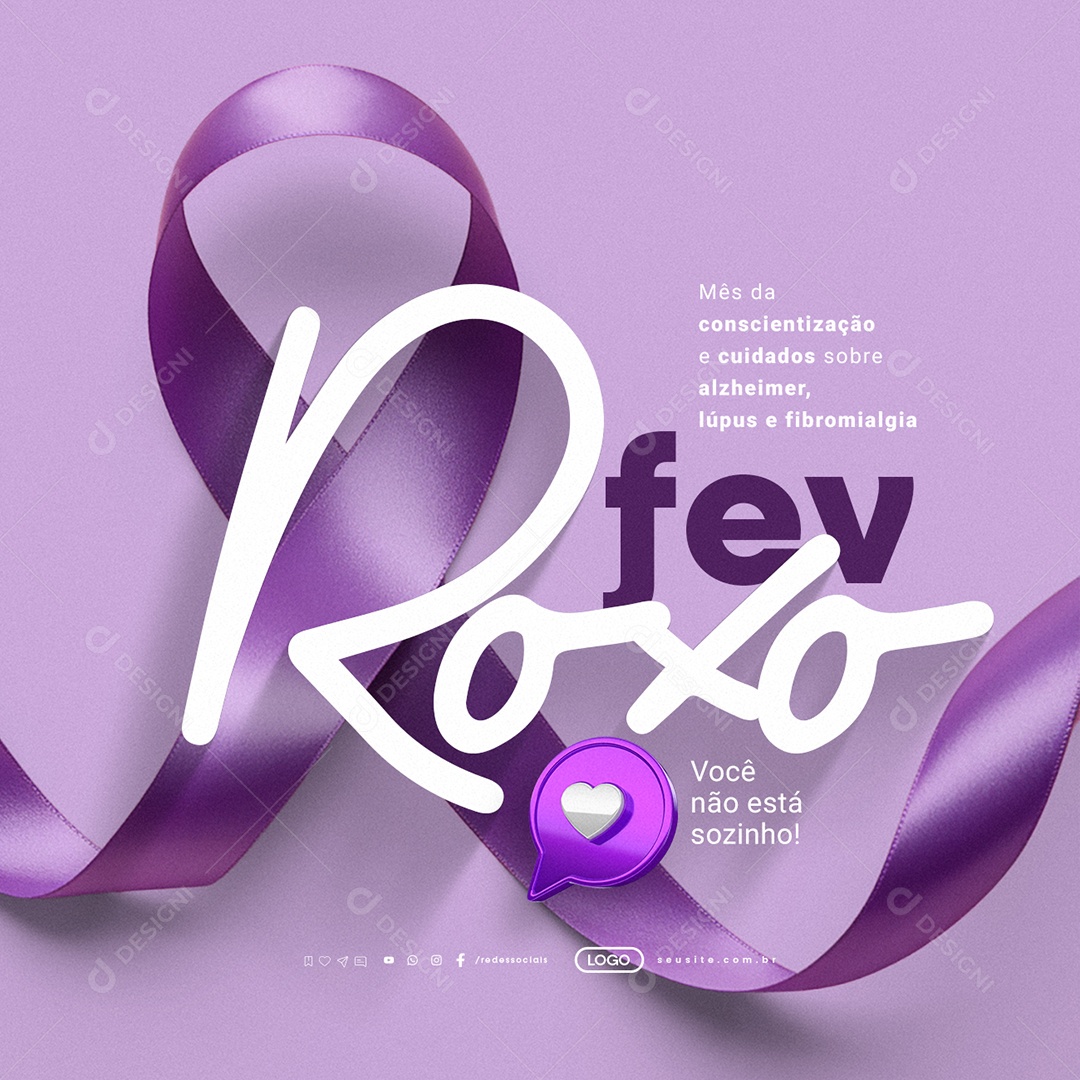 Fevereiro Roxo Você Não Está Sozinho Social Media PSD Editável