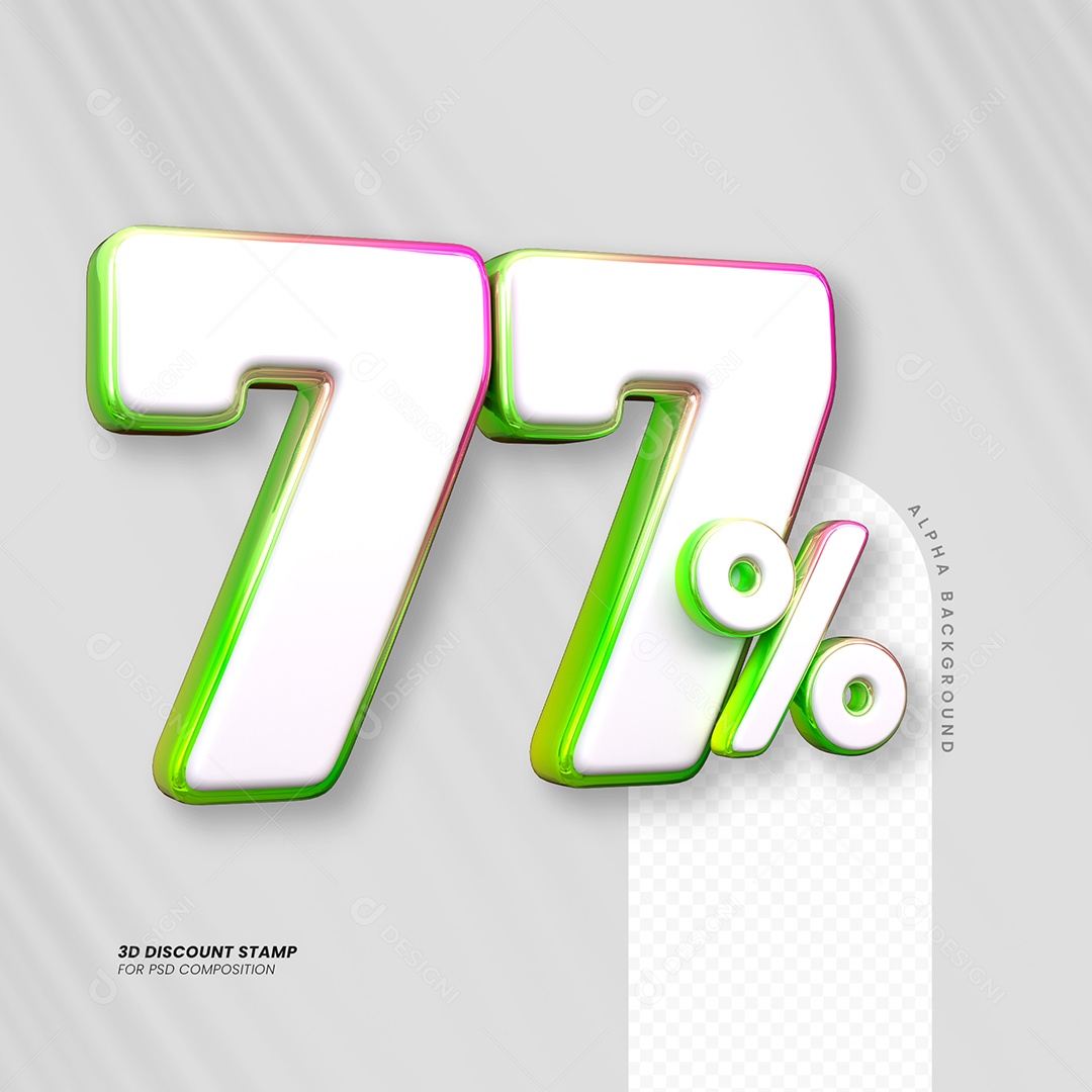 Número de Desconto 77% Elemento 3D para Composição PSD