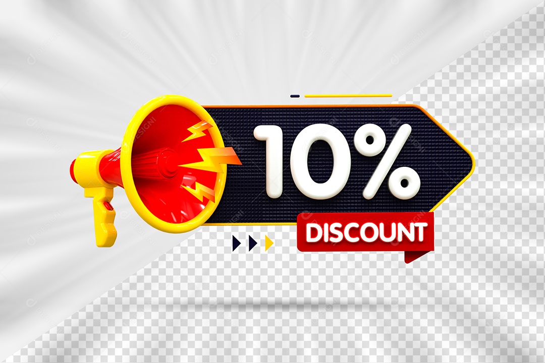Tag de 10% Desconto Elemento 3D para Composição PSD