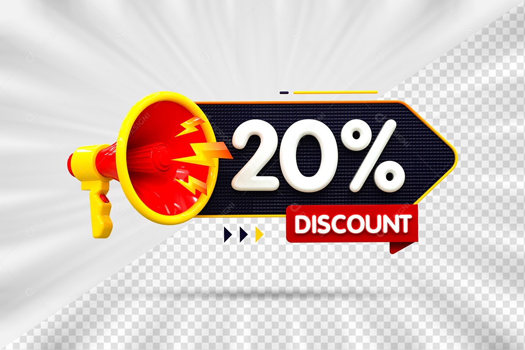 Tag de 20% Desconto Elemento 3D para Composição PSD