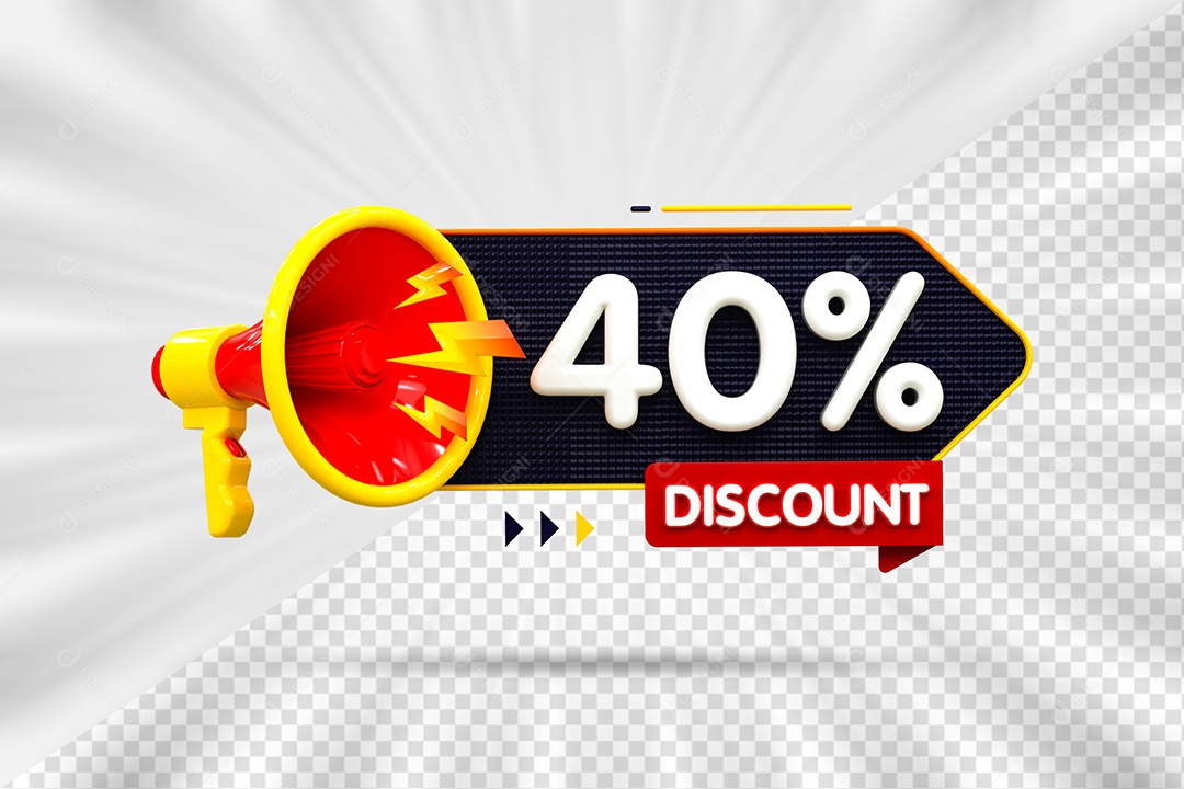 Tag de 40% Desconto Elemento 3D para Composição PSD
