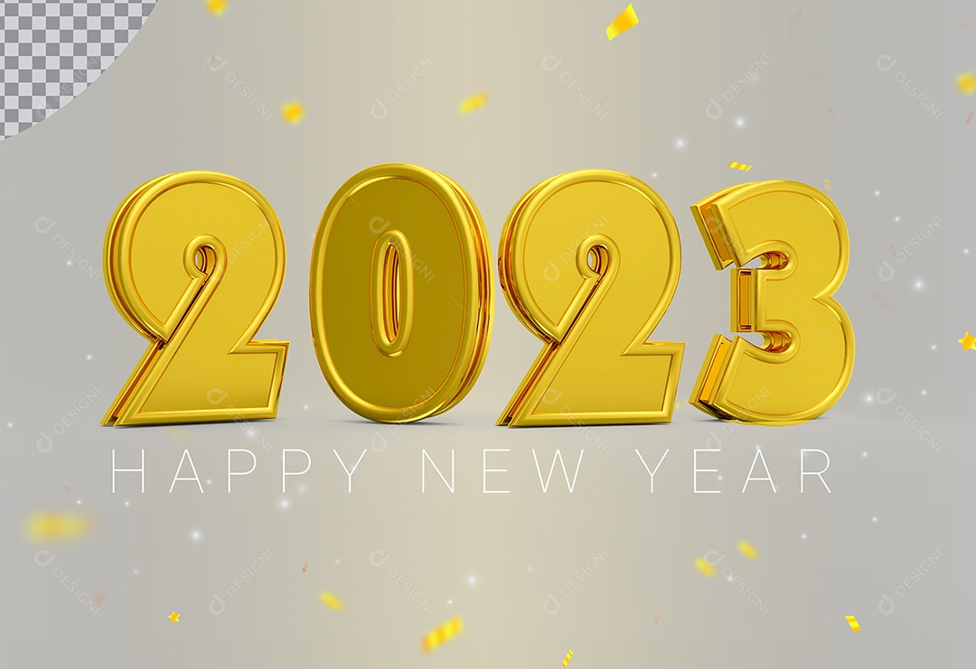 Elemento 3D Número 2023 Ano Novo Para Composição PSD