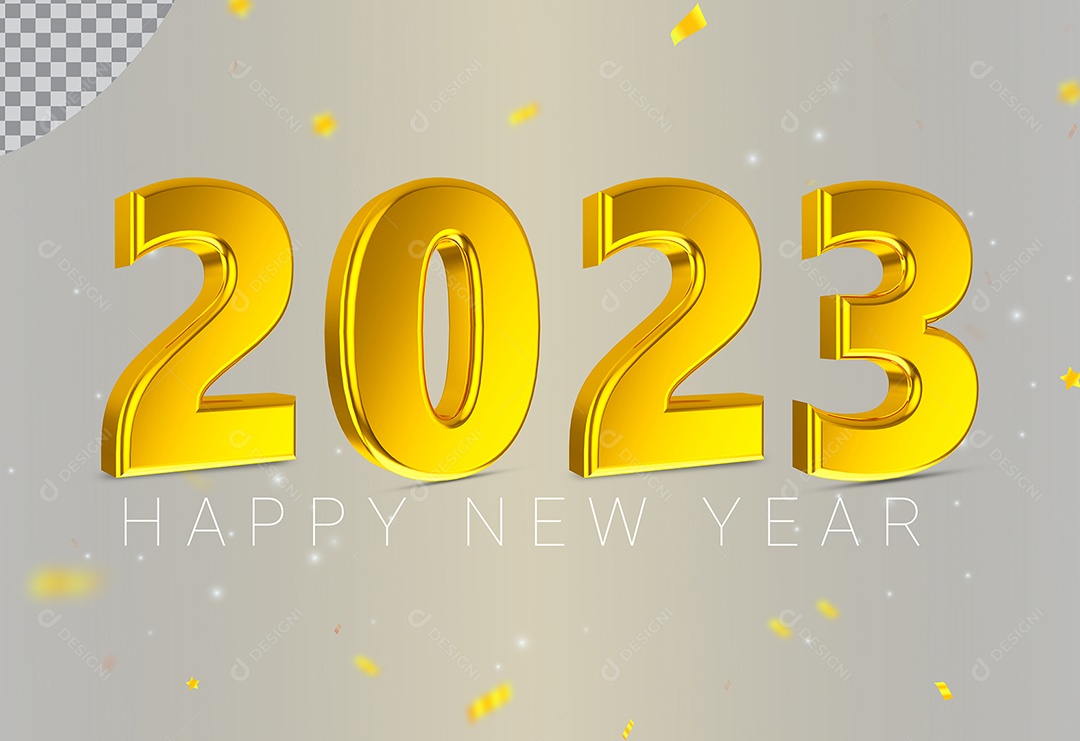 Elemento 3D Número 2023 Ano Novo Para Composição PSD