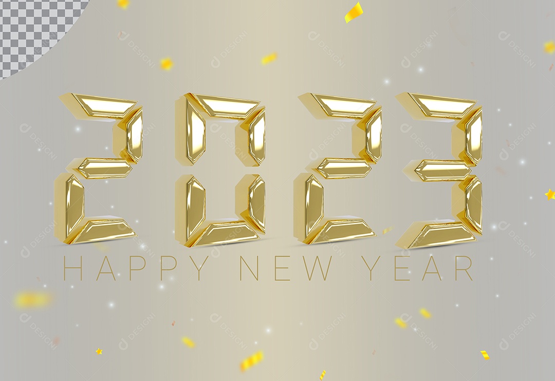 Elemento 3D Número 2023 Ano Novo Para Composição PSD