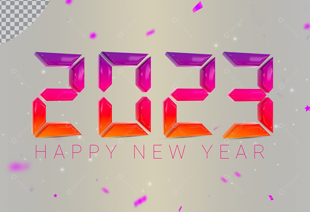 Elemento 3D Número 2023 Ano Novo Para Composição PSD