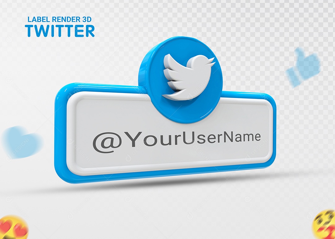 Ícone 3D Twitter Para Composição PSD