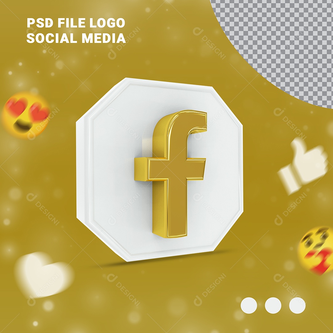 Ícone 3D Facebook Para Composição PSD