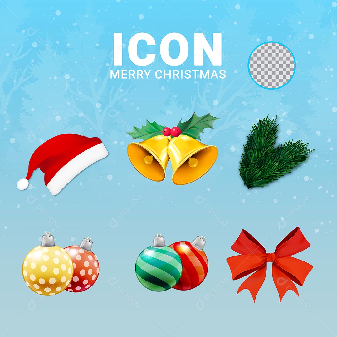 Elemento 3D Ícones de Natal Para Composição PSD