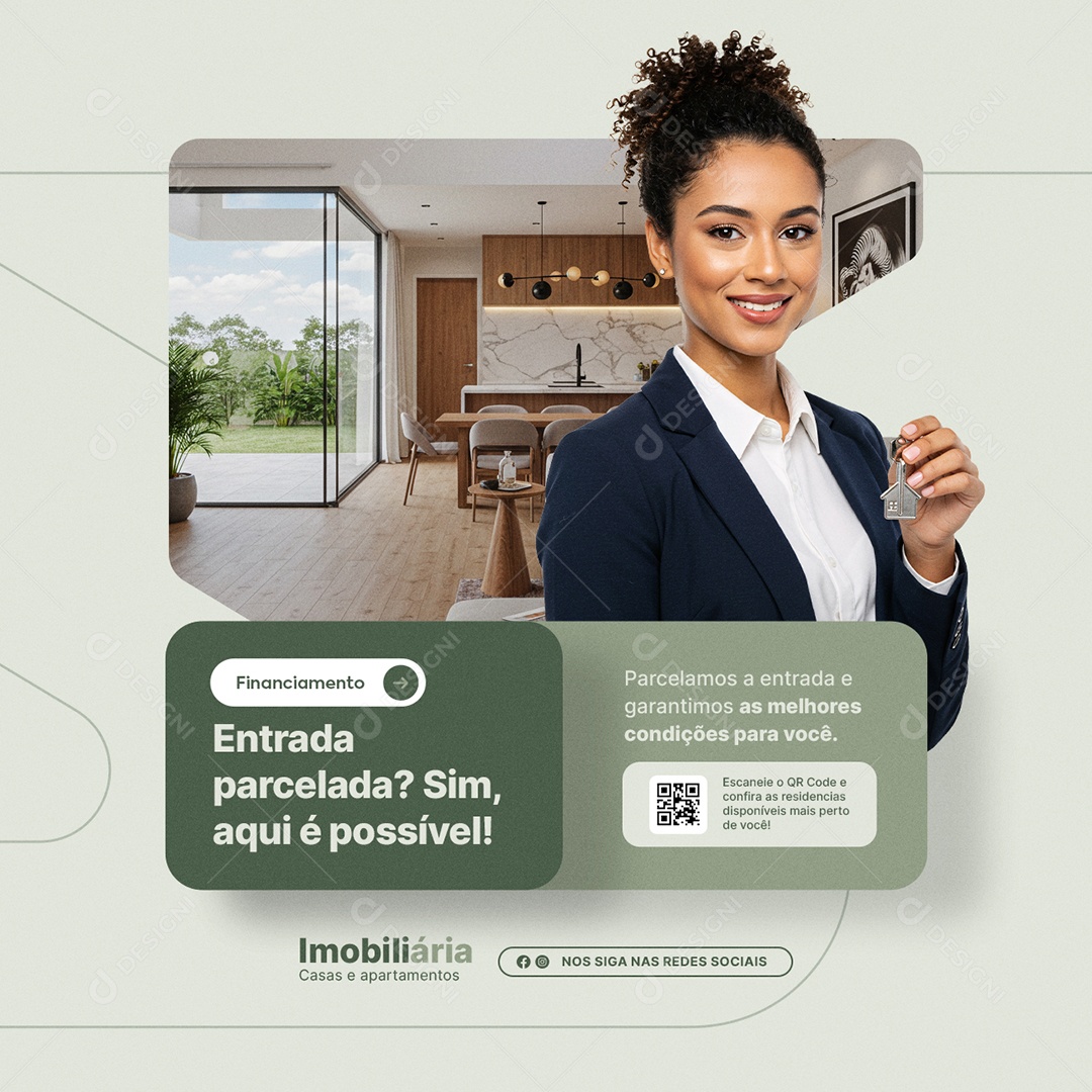 Imobiliária Financiamento Entrada Parcelada Social Media PSD Editável