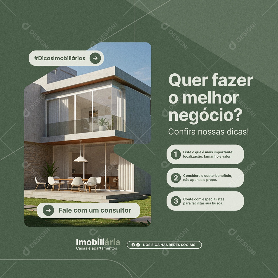 Imobiliária Quer Fazer o Melhor Negócio Social Media PSD Editável