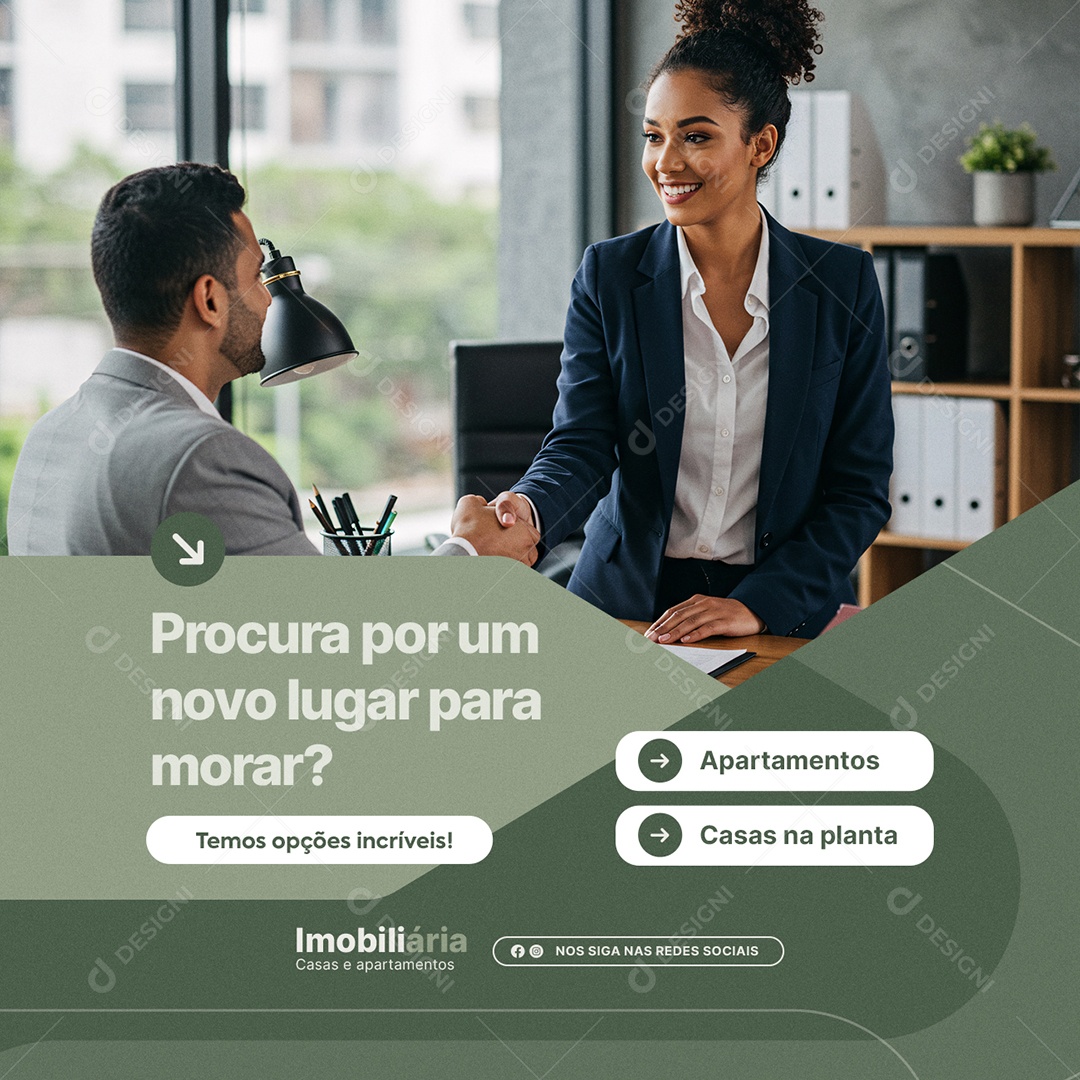 Imobiliária Procura Por Um Novo Lugar para Morar Social Media PSD Editável
