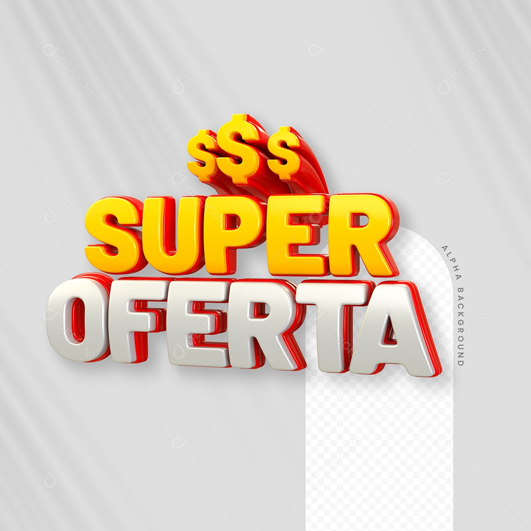 Super Oferta Selo 3D Amarelo e Branco para Composição PSD