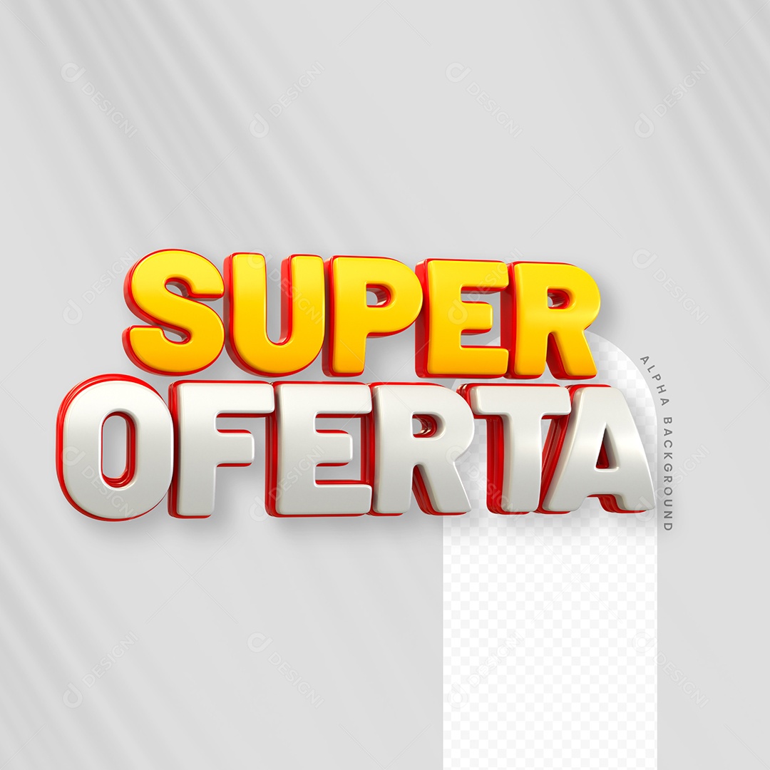 Super Oferta 3D Amarelo e Branco para Composição PSD