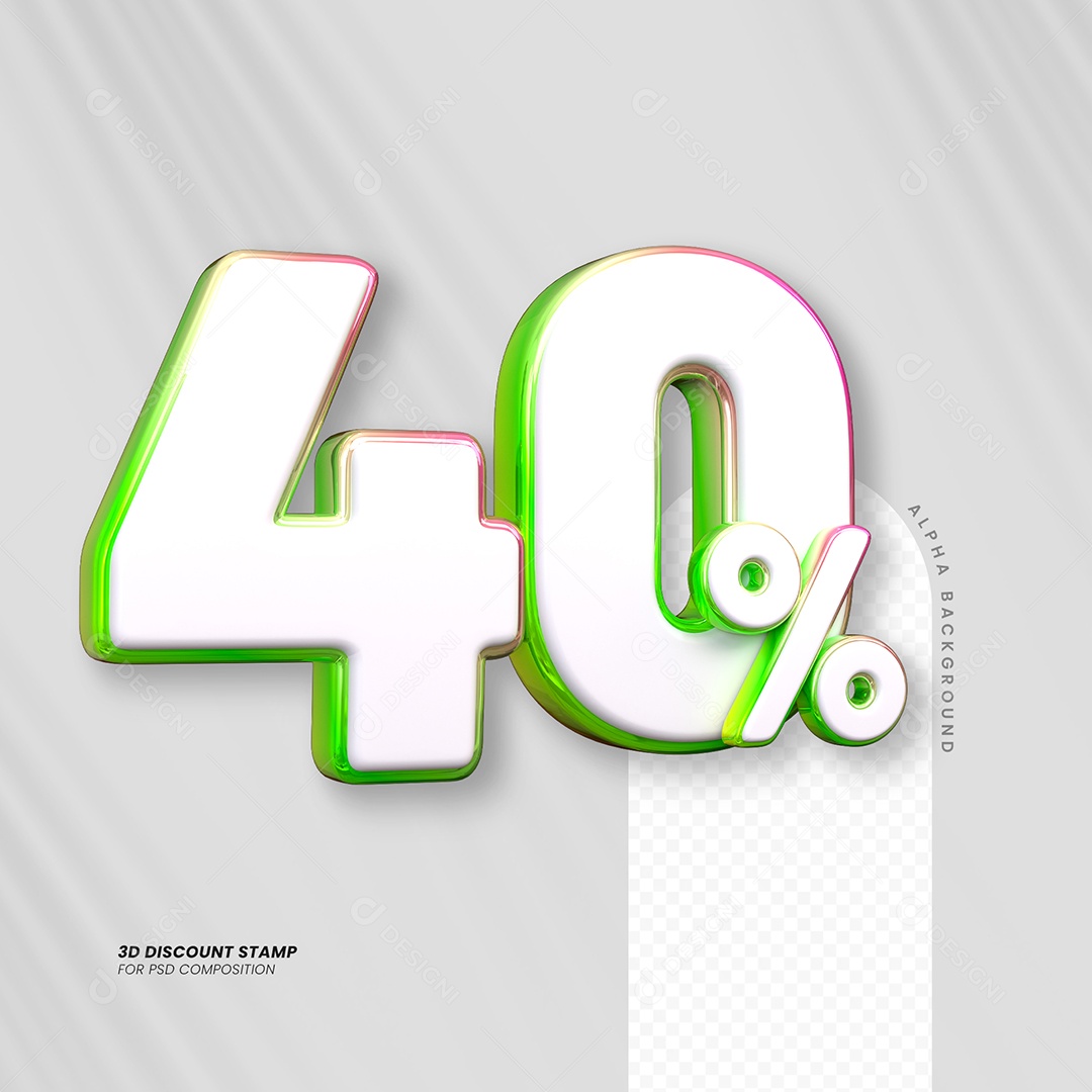 Número de Desconto 40% Elemento 3D para Composição PSD