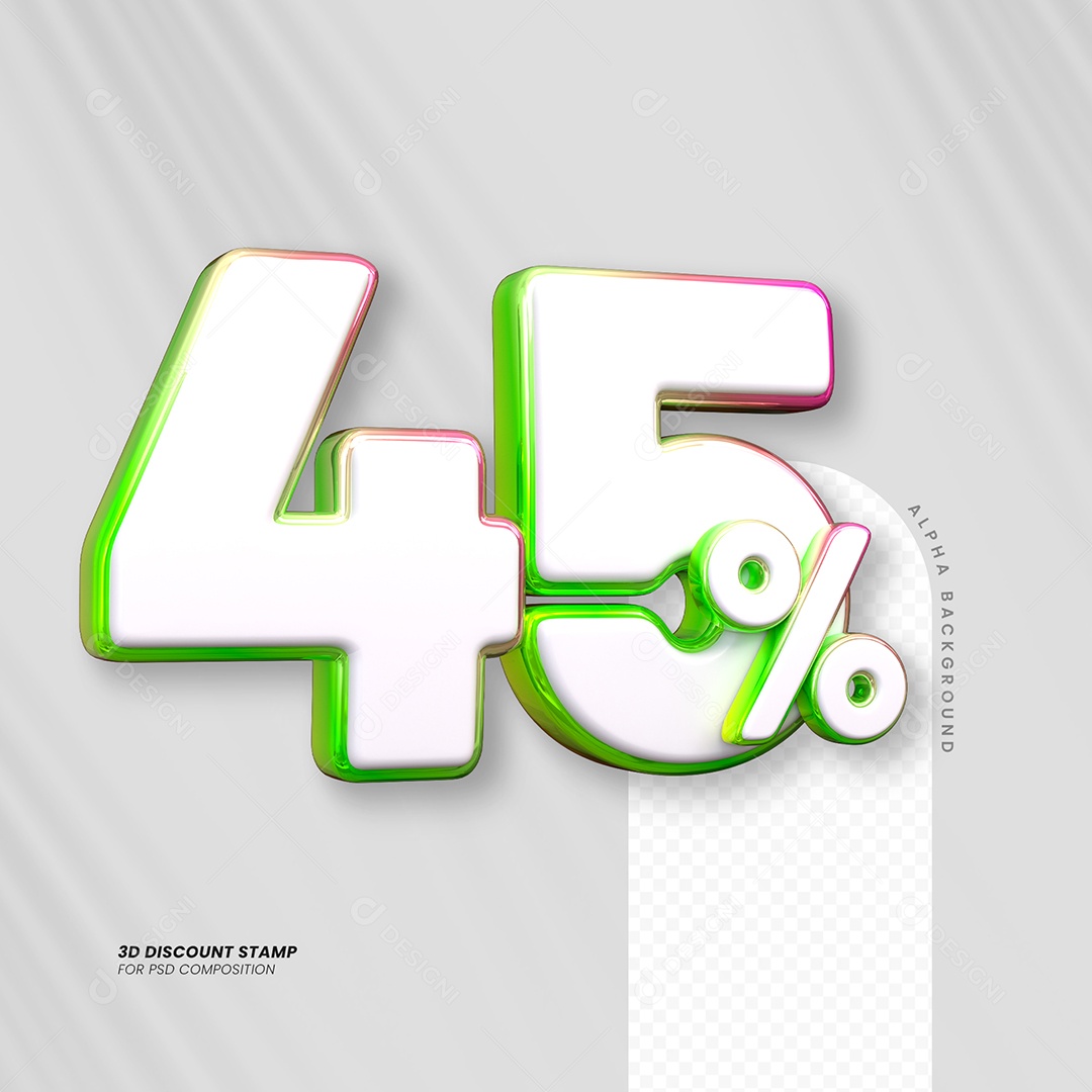 Número de Desconto 45% Elemento 3D para Composição PSD