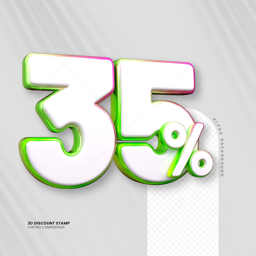 Número de Desconto 35% Elemento 3D para Composição PSD